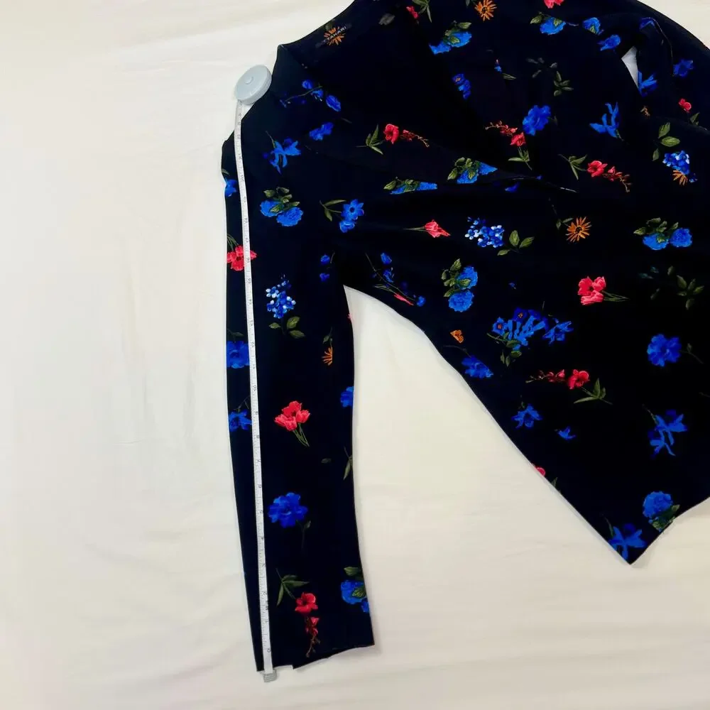 Tahari Floral Blazer Jacket Women’s 4 Black Floral Career Office Siren Botanical - Picture 7 of 16